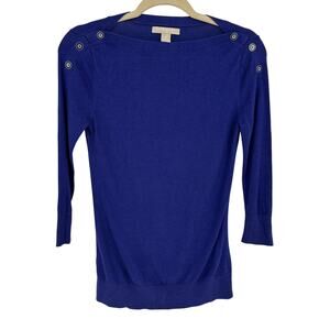 Banana Republic Royal Blue 3/4 Sleeve Sweater Boat Neck Winter Comfort Office XS